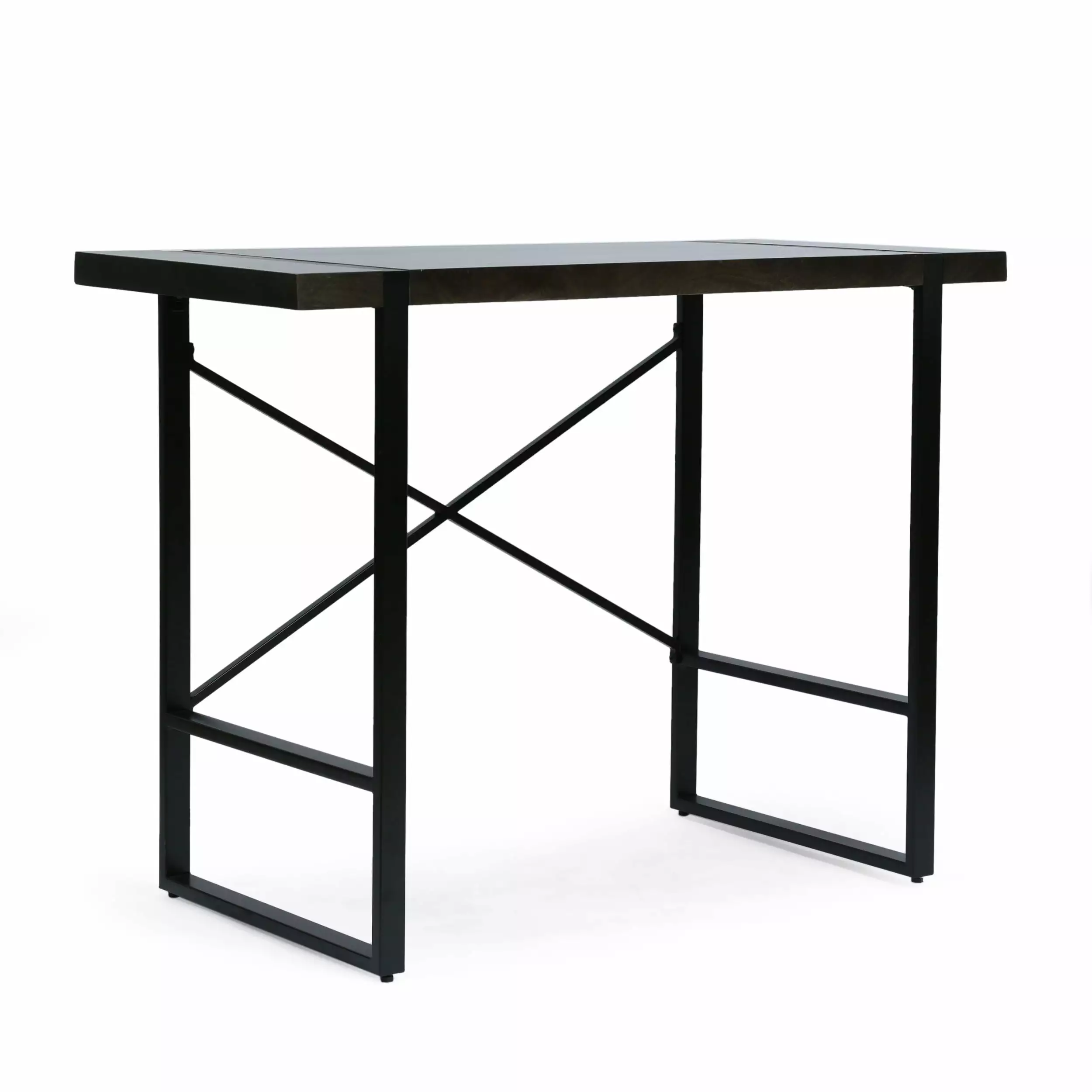 GDF Studio Vandalia Modern Industrial Handmade Mango Wood Counter Height Desk Brown and Black GDFSTUDIO