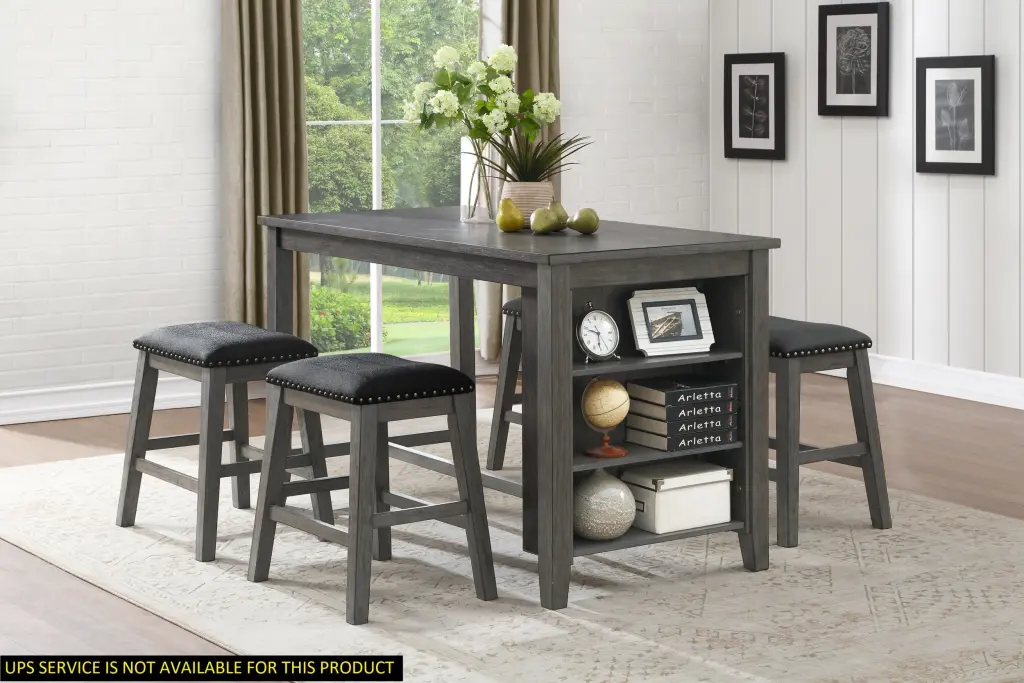 Gray Finish 5 Piece Counter Height Set Multifunctional Kitchen Dining Table kanepe