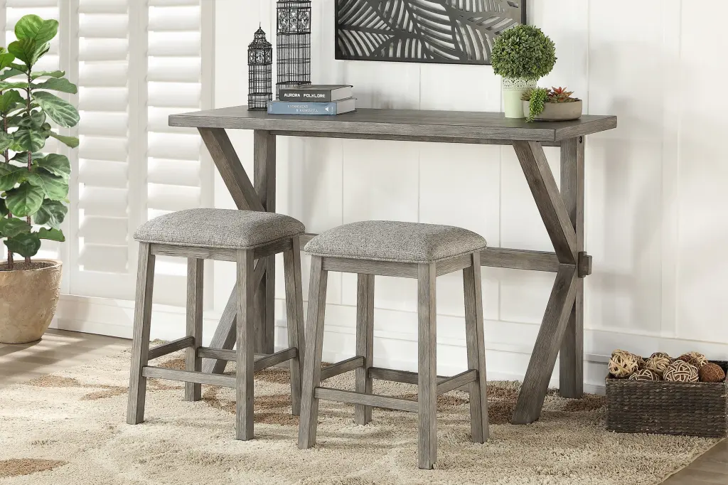 3 Piece Counter Height Dining Set Table and 2 Upholstered Barstools kanepe