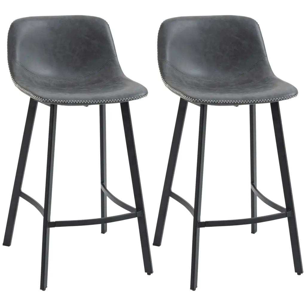 Homcom 27.25 Counter Height Bar Stools Industrial Kitchen Stools Upholstered aosom business