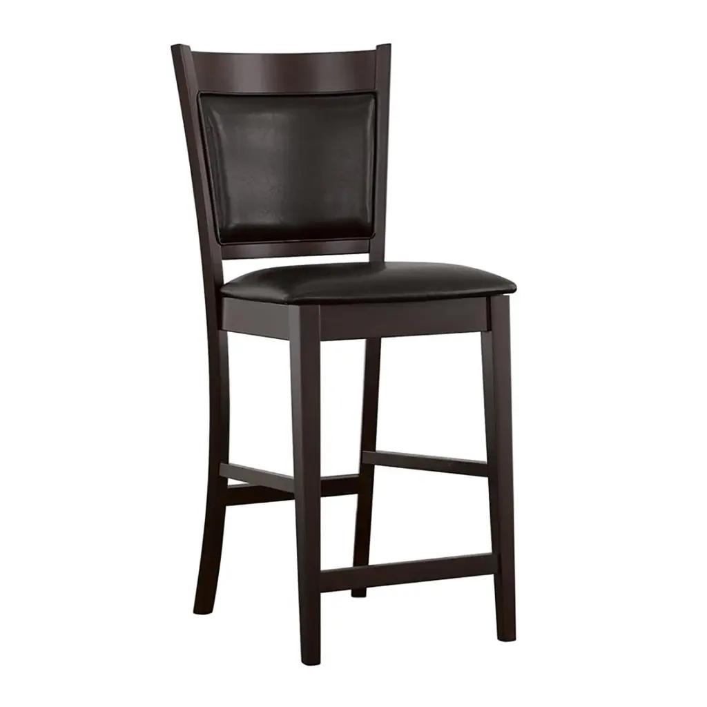 Black and Espresso Upholstered Counter Height Stools Set 2 furniture max