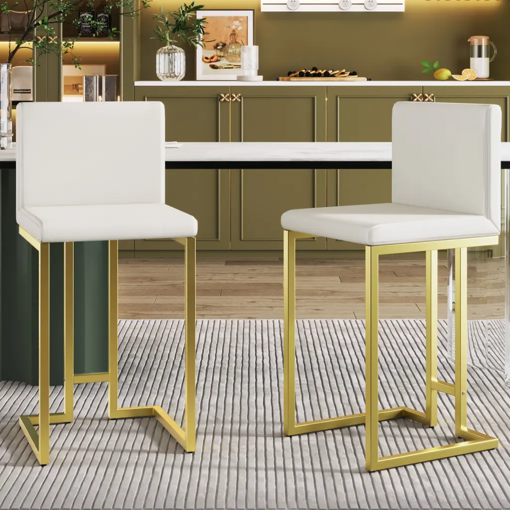 25.8 Inch Counter Height Bar Stools Set 2 Mid Century Modern Gold memory valley
