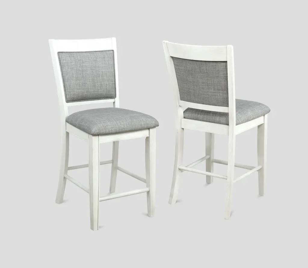 Farmhouse Style 2Pc White Gray Linen Counter Height Bar Stool kanepe