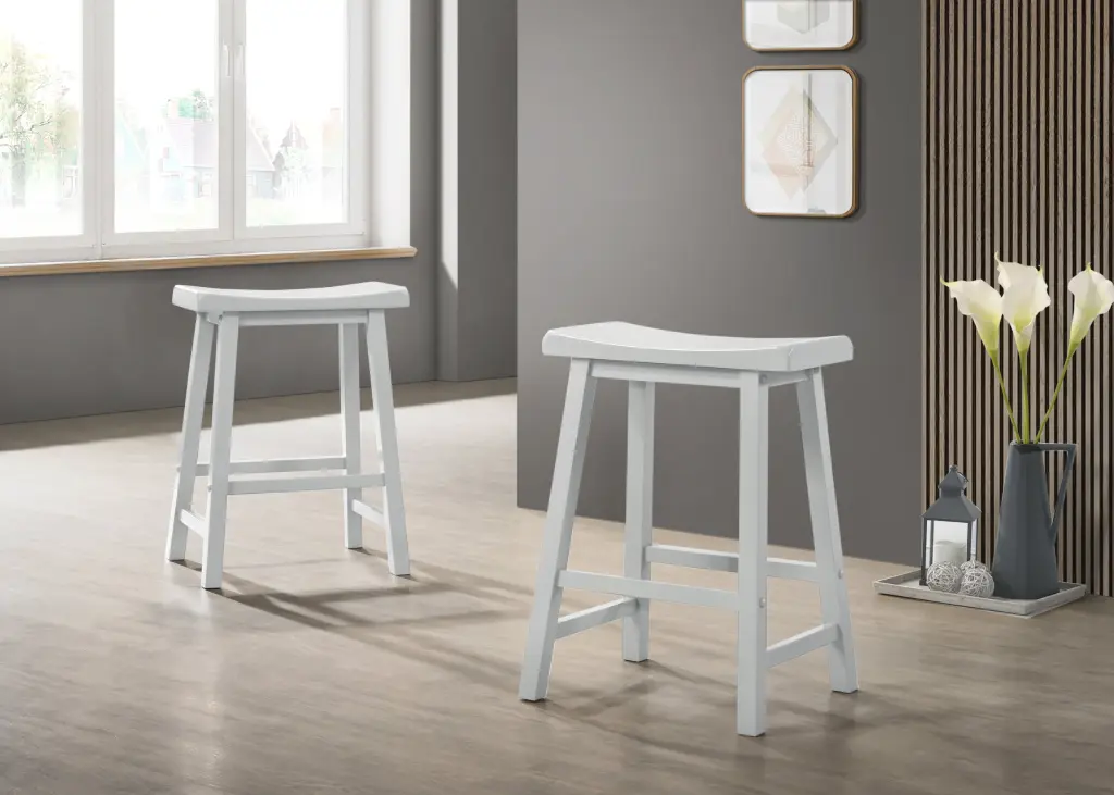 Set 2 Alonzo White Backless Ergonomic 17.5 Inch Counter Height Stools lilola home
