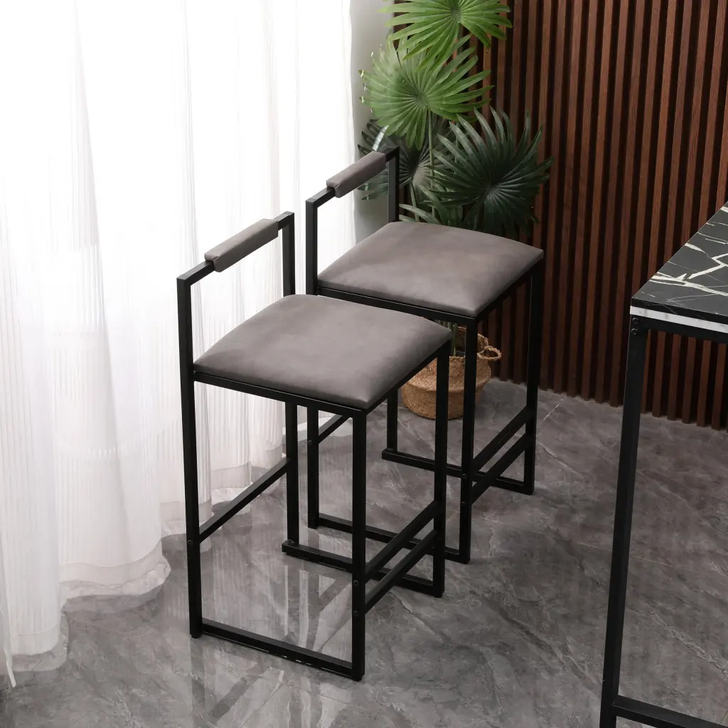 Set 2 Counter Height Barstools Back Kitchen Island Modern Design rnb