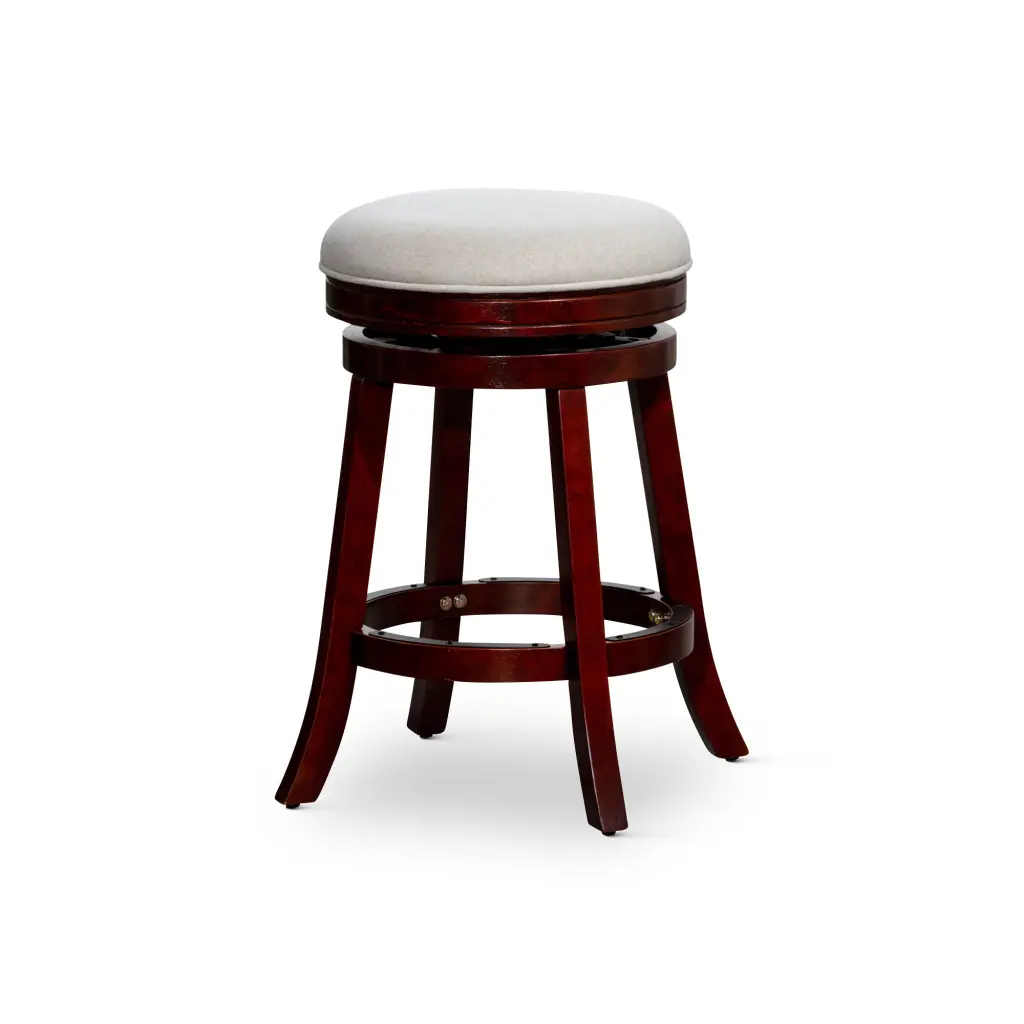 24 Inch Counter Stool Cherry Finish and Beige Fabric Seat dty home