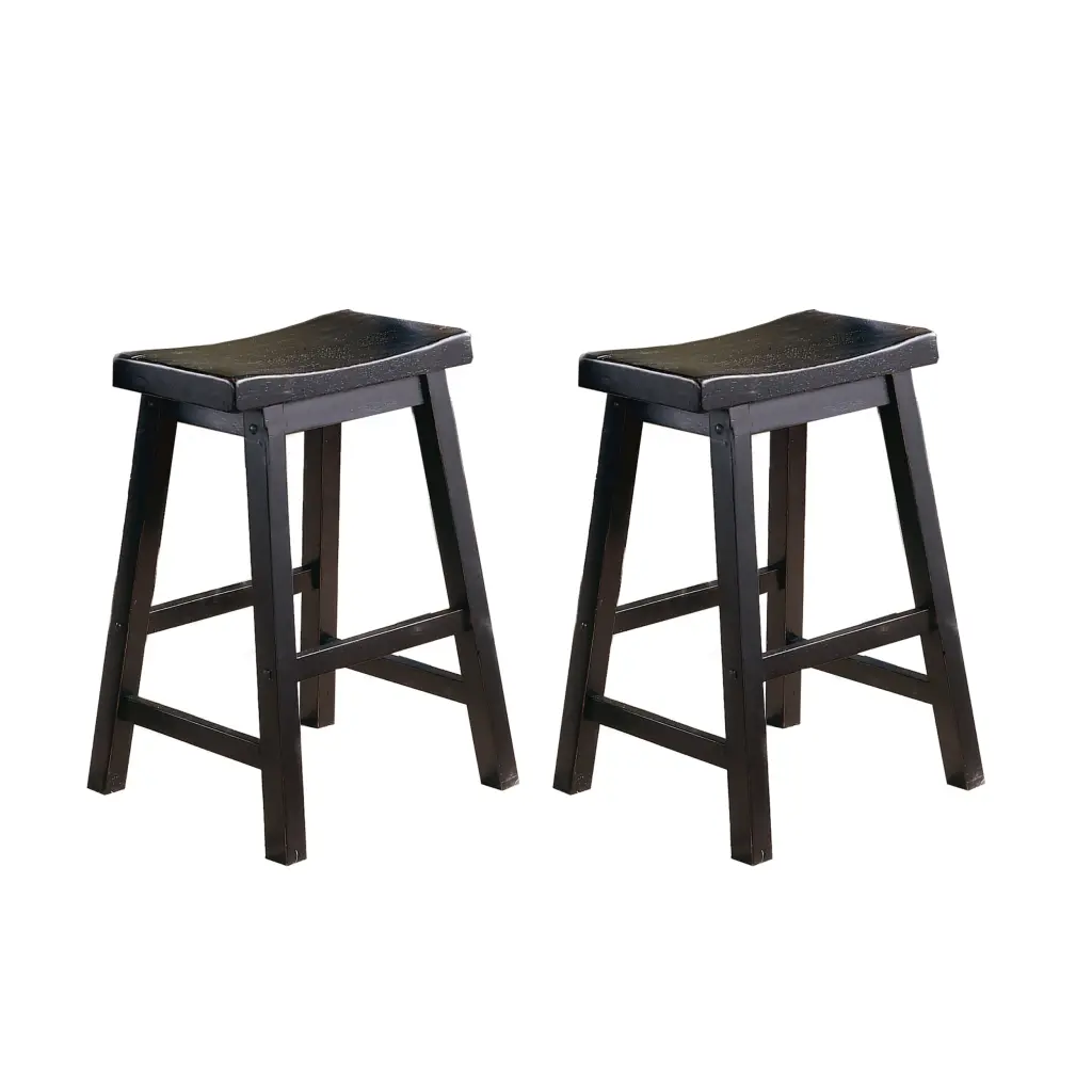 Black 24 Inch Counter Height Stools Set 2 - Saddle Seat Solid Wood kanepe