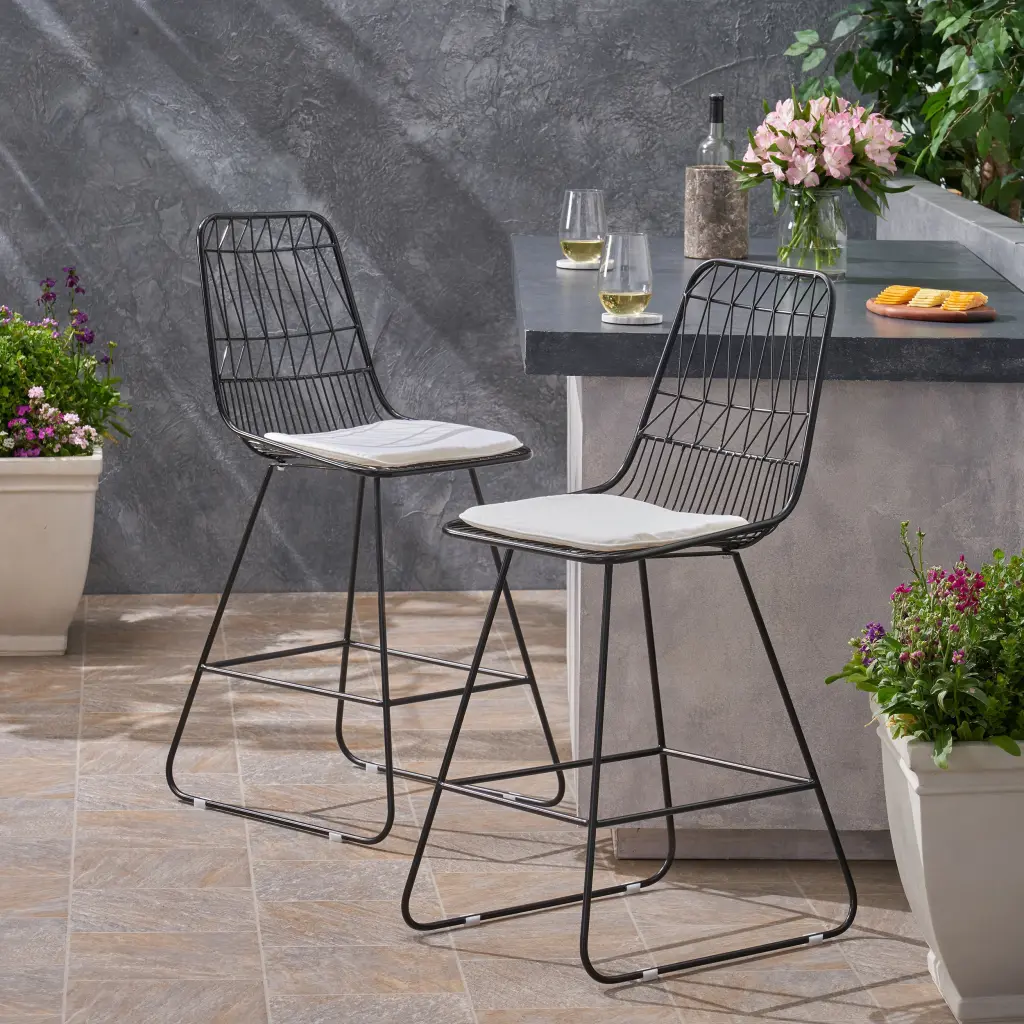 Niez Counter Stool Black Ivory Iron nh-home living