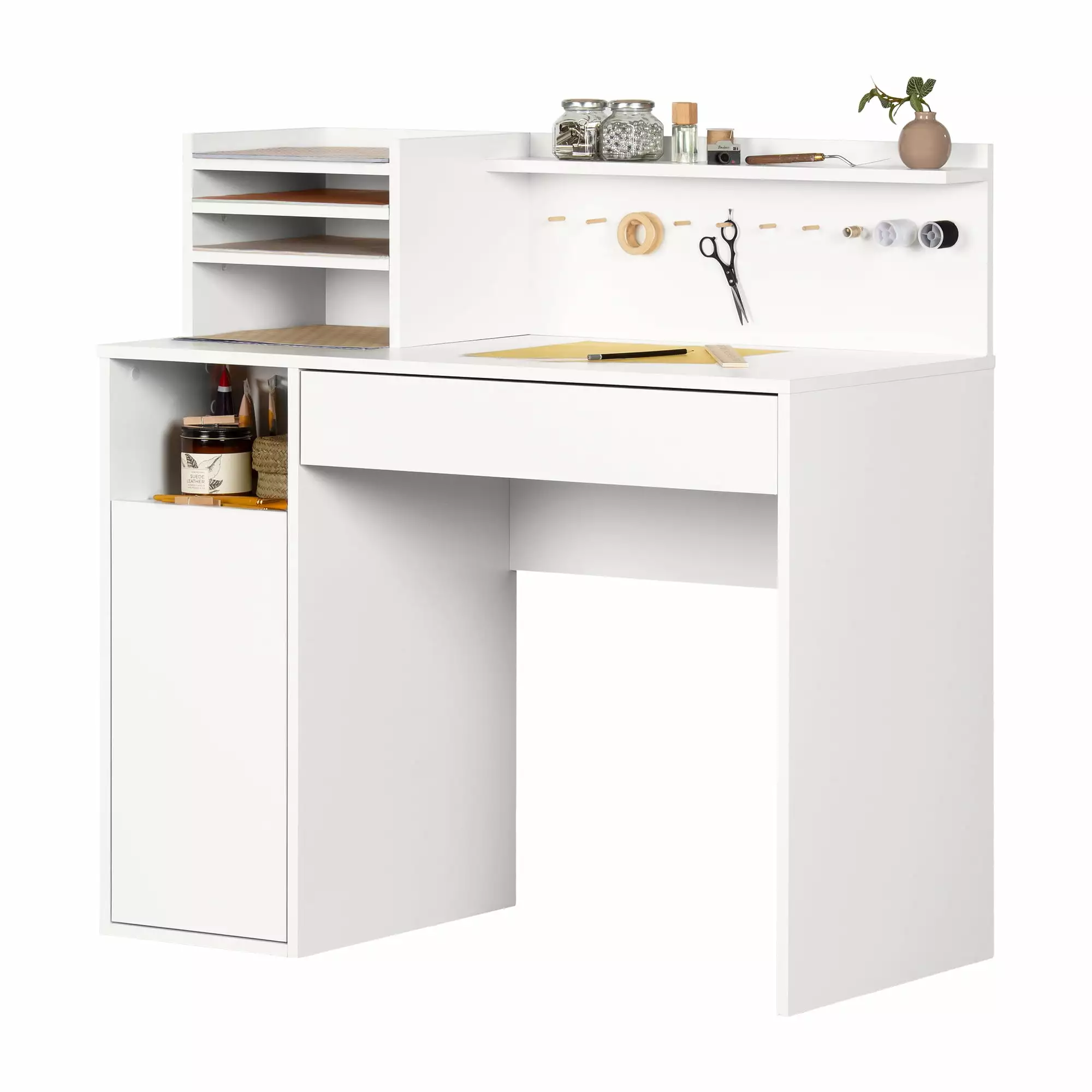 South Shore Crea Craft Desk Hutch White