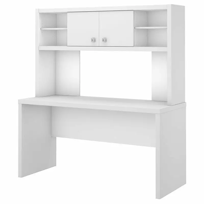 Pemberly Row 60W Credenza Desk Hutch Pure White - Engineered Wood Home Office Desk