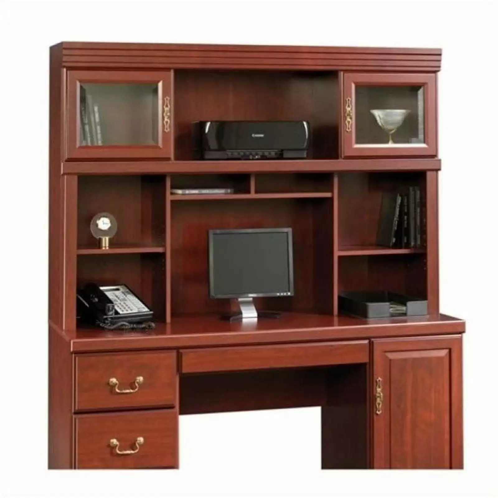 Bowery Hill Cherry Computer Credenza Hutch Home Office