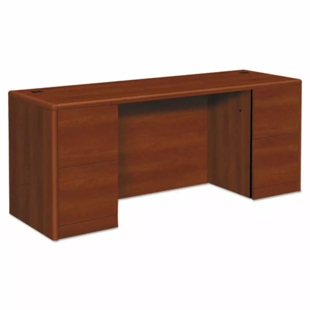 HON 10700 Kneespace Credenza Full Height Pedestals 72w x 24d x 29.5h Cognac