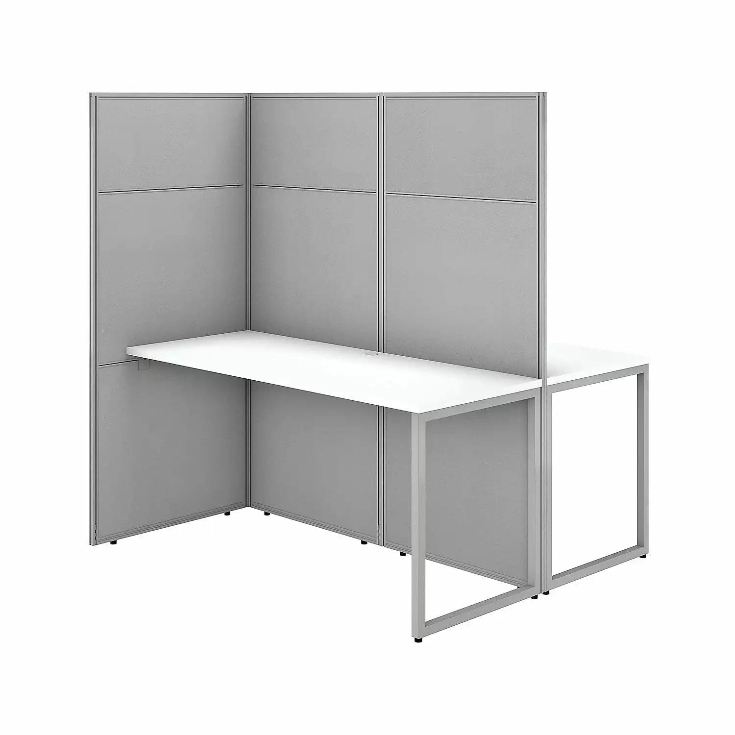Easy Office 60W 2 Person Cubicle Desk 66H Panels White Engineered Wood BBF