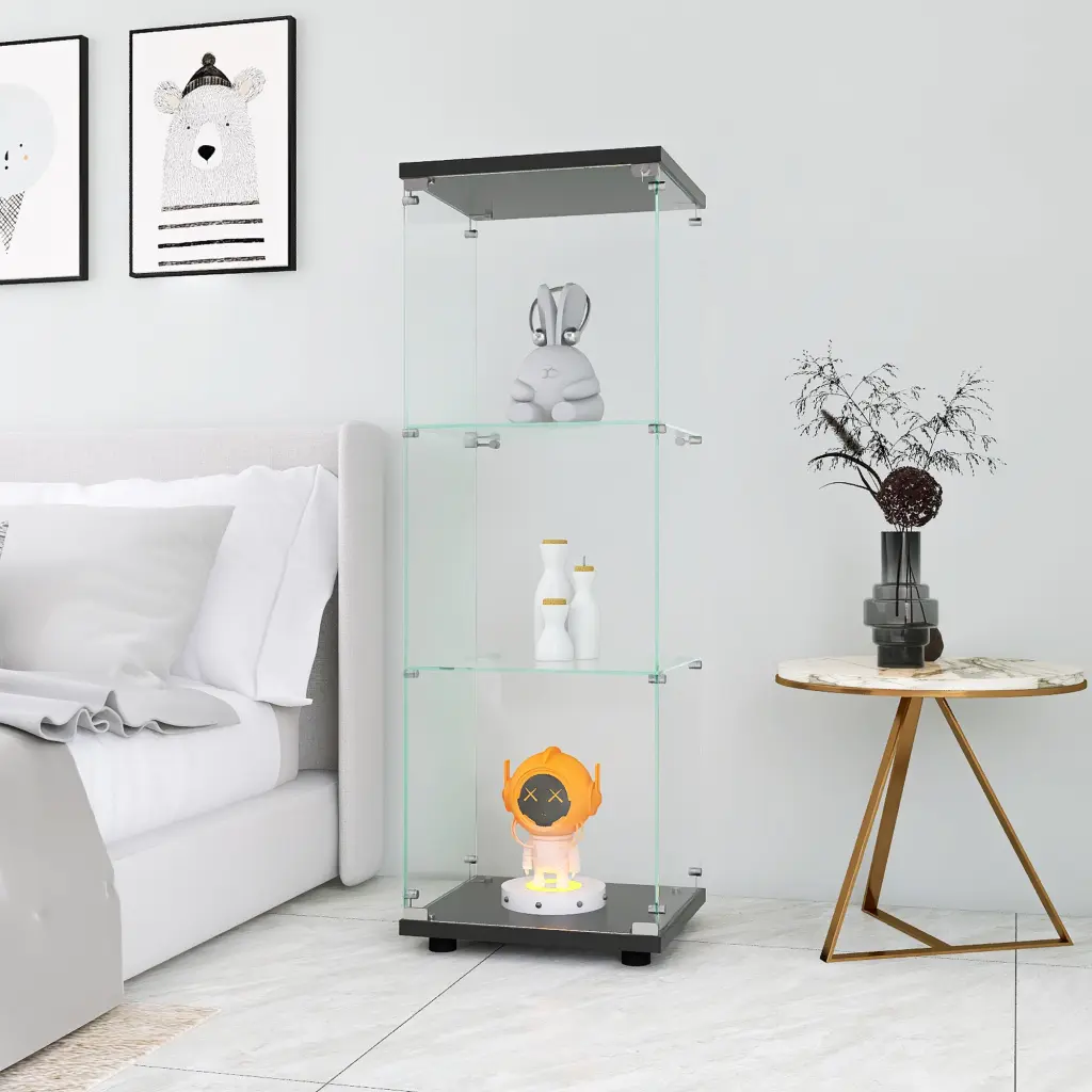Glass Presentation Cabinet 3 Shelves One Door Curio Display love flying