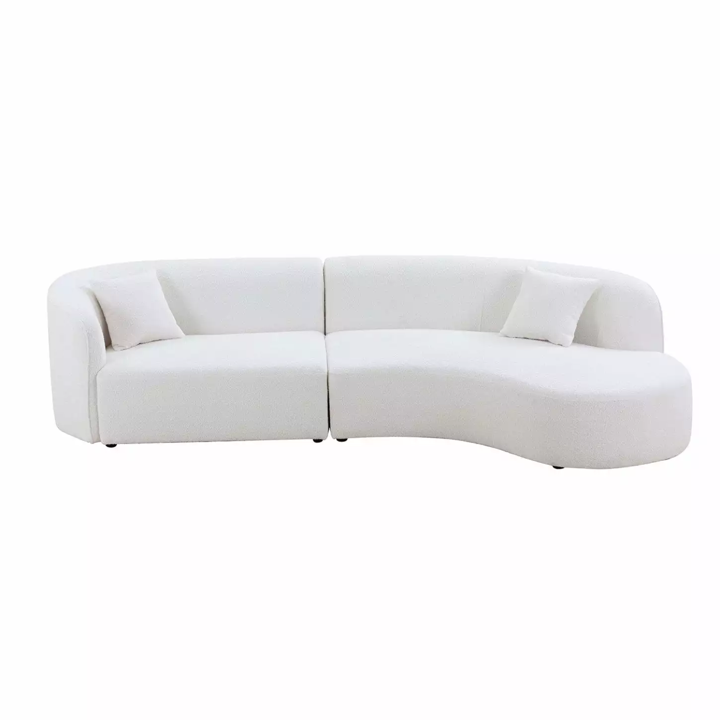 2-Piece White Boucle Curved Sofa Set Chaise Luxury Modern Right Hand Facing Sectional HATNOKIL