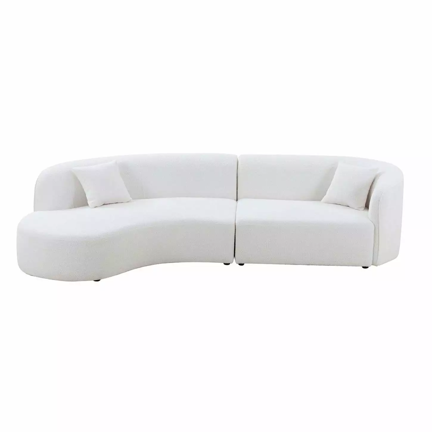 Luxurious Boucle Upholstered 2-Piece Modern Curved Sofa Set Chaise Left-Hand Sectional HATNOKIL