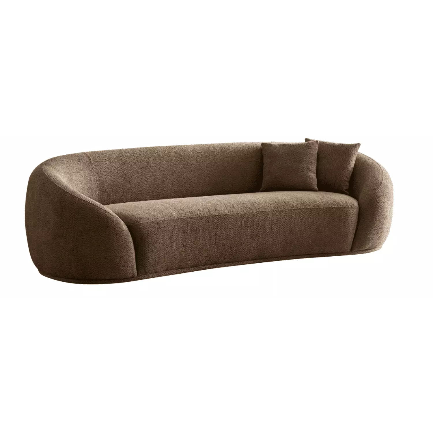 Three Person Modern Curved Teddy Bear Wool Sofa Camel Color Comfortable Design Ponnky