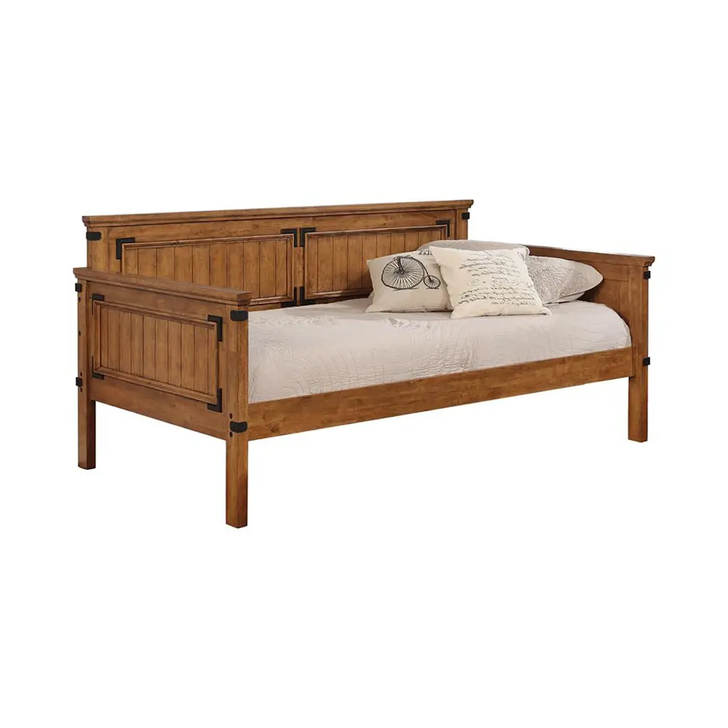 Rustic Honey Twin Daybed Brown Wood Farmhouse Bedroom Furniture furniture max
