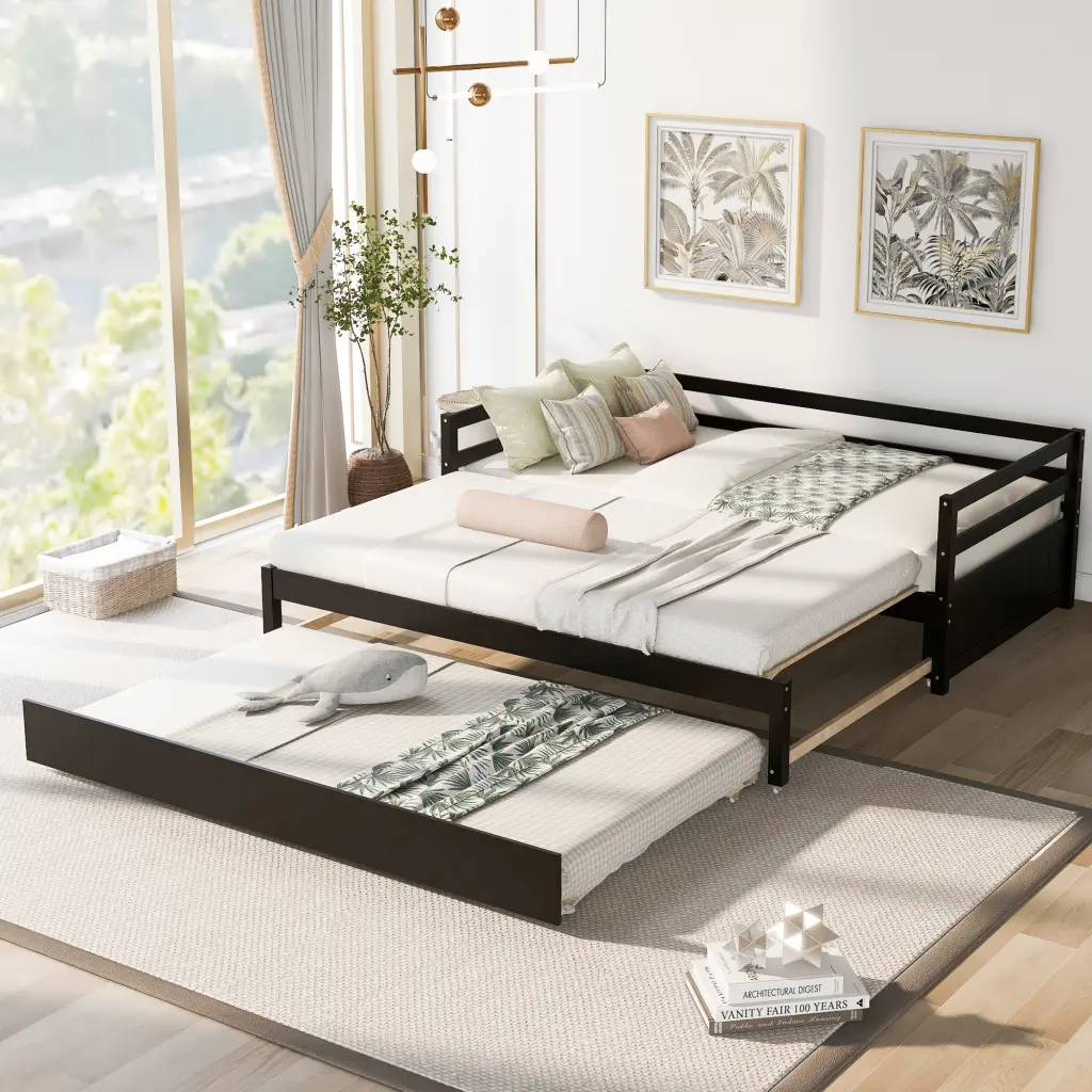 Twin Or Double Twin Daybed Trundle Espresso Box Spring Not Required wm store