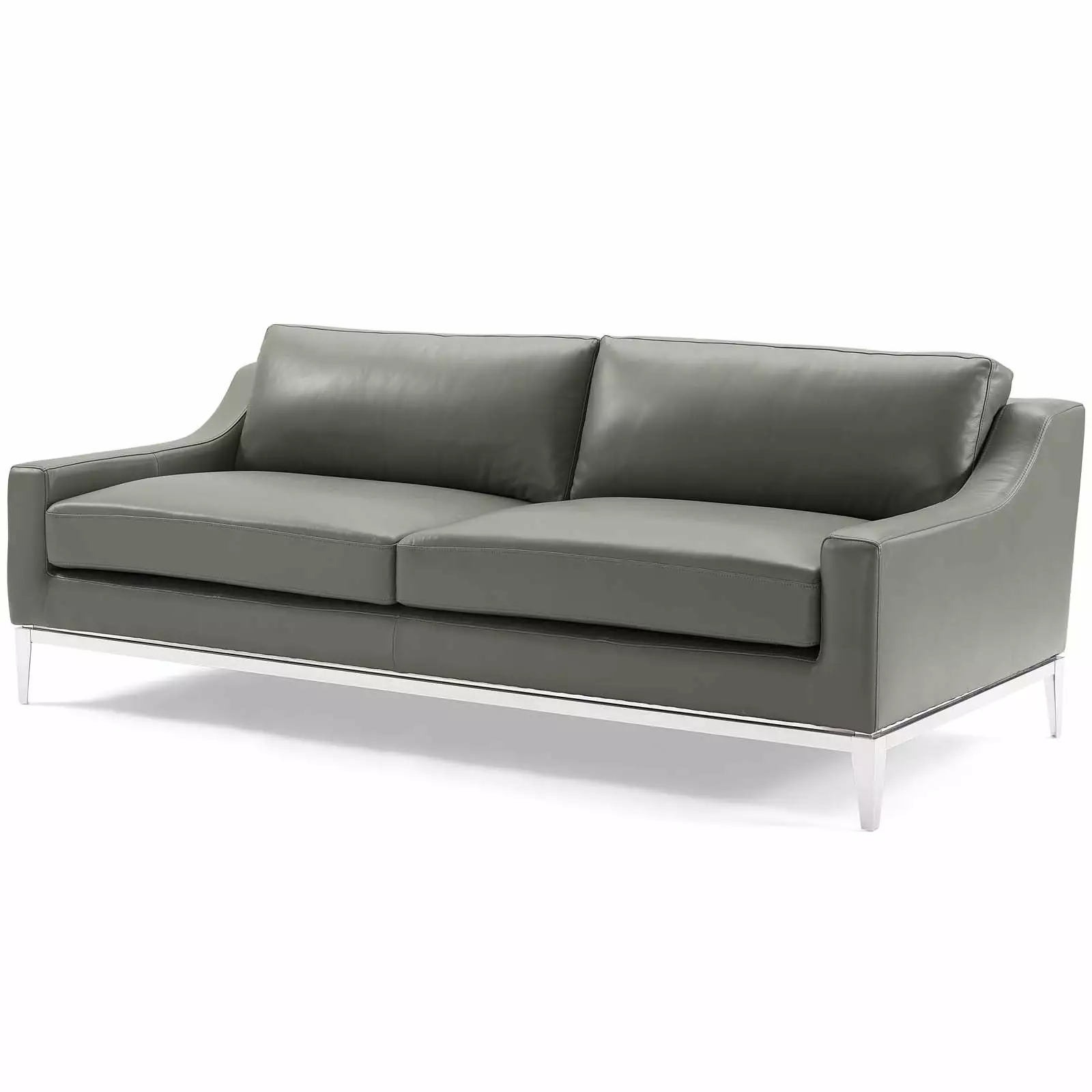 Contemporary Modern Urban Designer Living Room Lounge Club Lobby Sofa Grey Leather