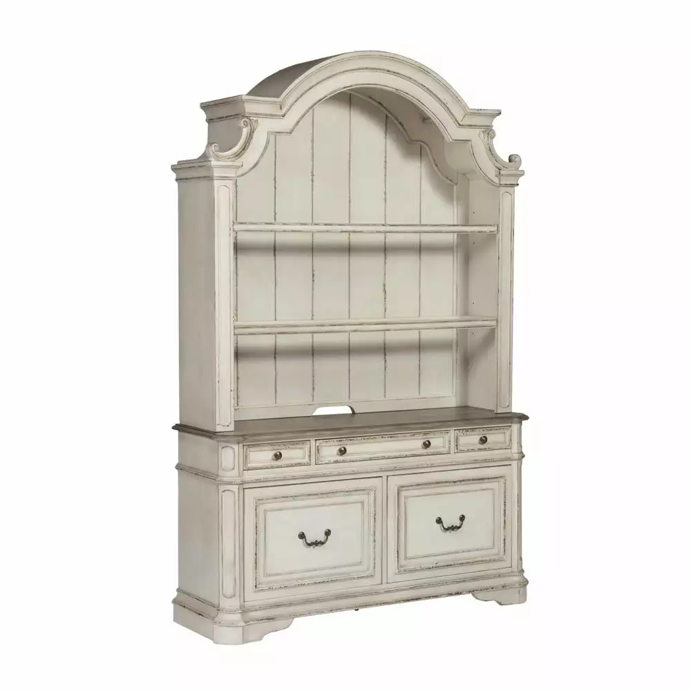 Magnolia Manor White 3 Piece Desk & Hutch Set - Classic Home Office Furniture Liberty Furniture