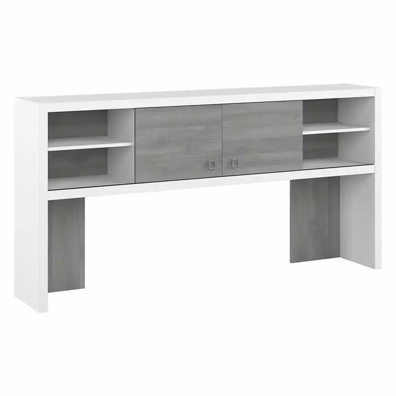 Pemberly Row 72W Desk Hutch Pure White and Modern Gray - Engineered Wood