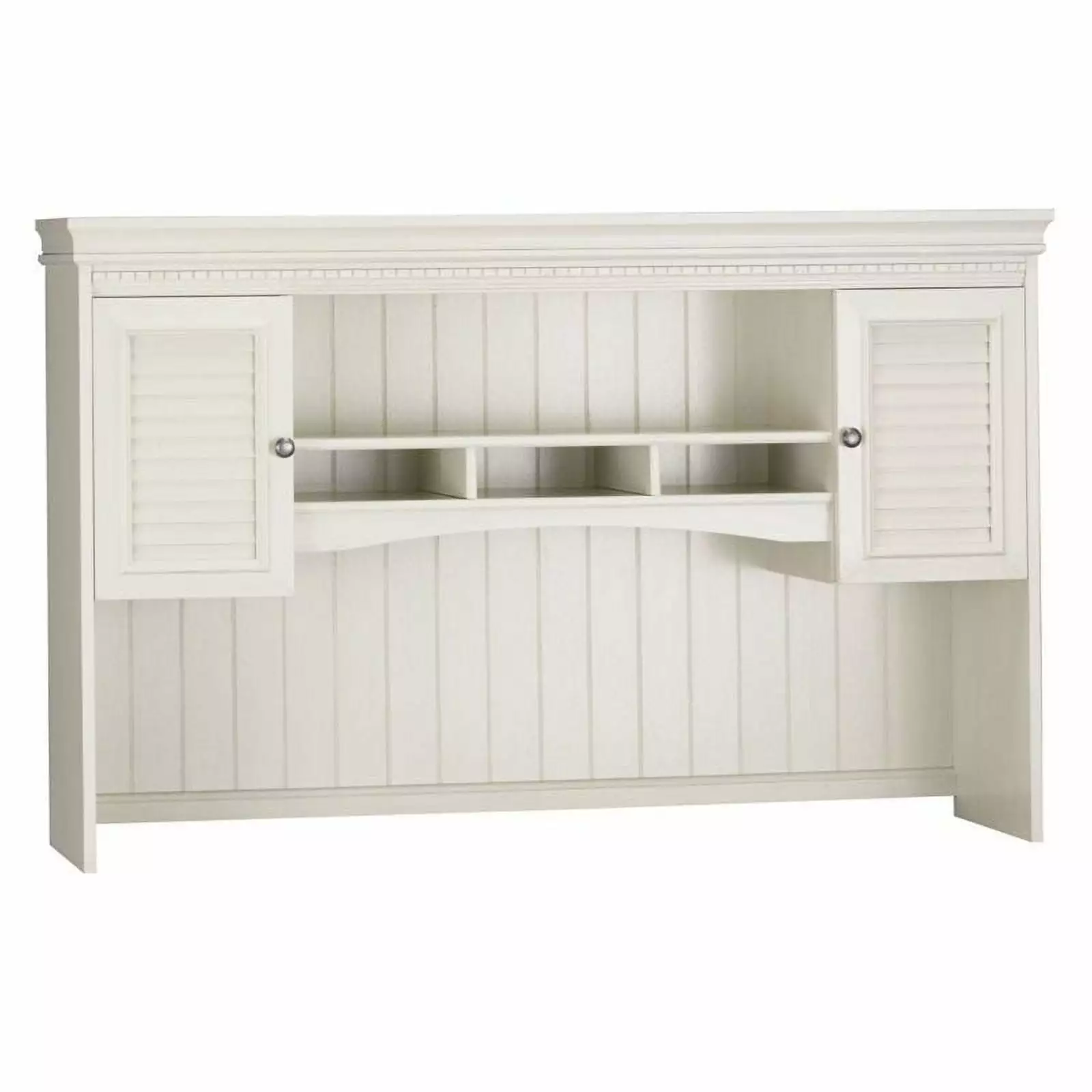 Pemberly Row Hutch L Shaped Desk Antique White - Space Saving Office Storage Solution