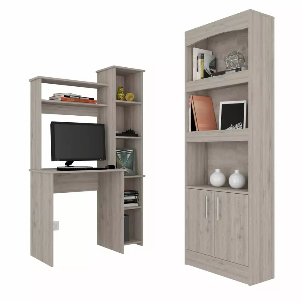 Depot EShop Detroit 2-Piece Engineered Wood Office Set Gray - Home Office Furniture