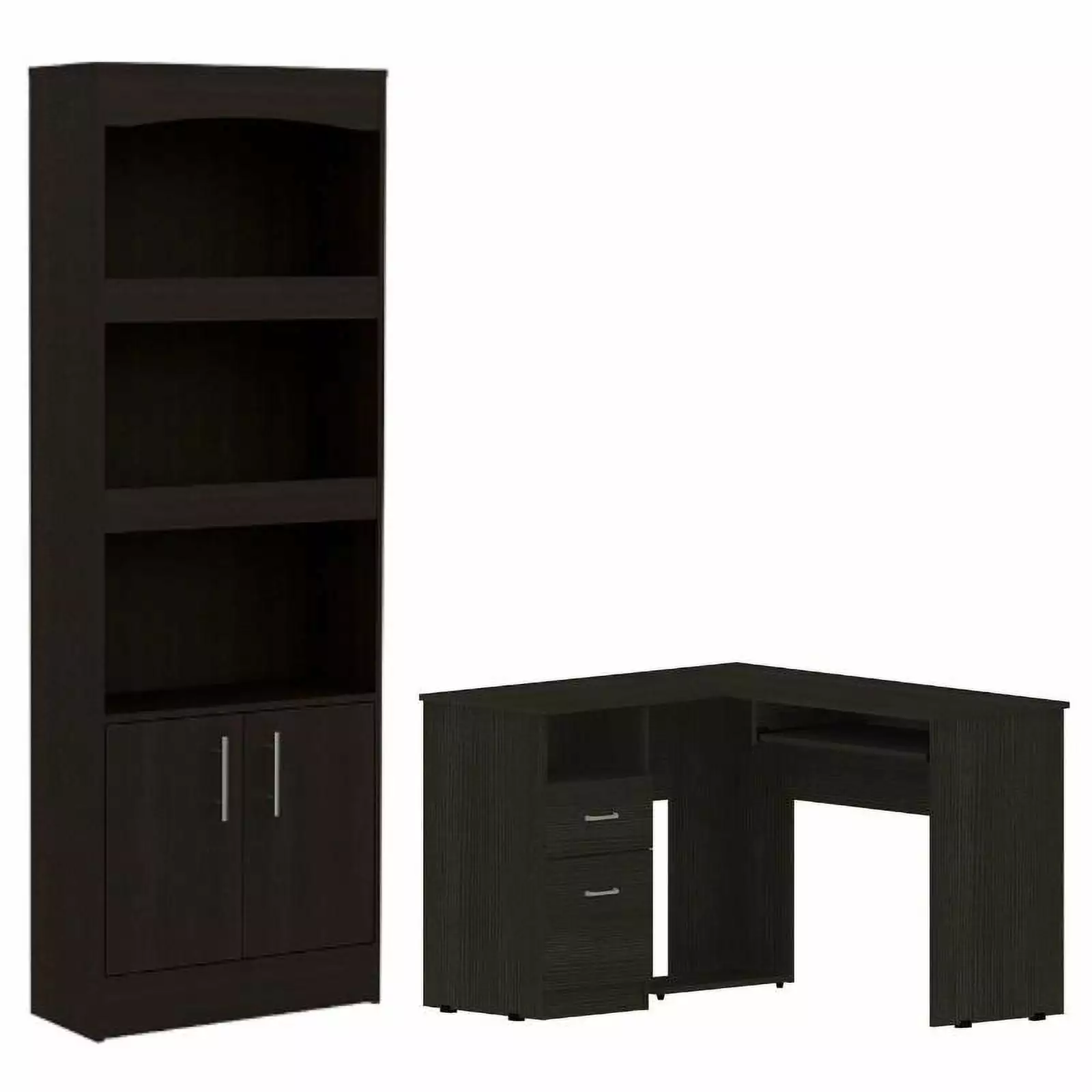 Home Square 2-Piece Set Cabinet Bookcase and L-Shaped Desk