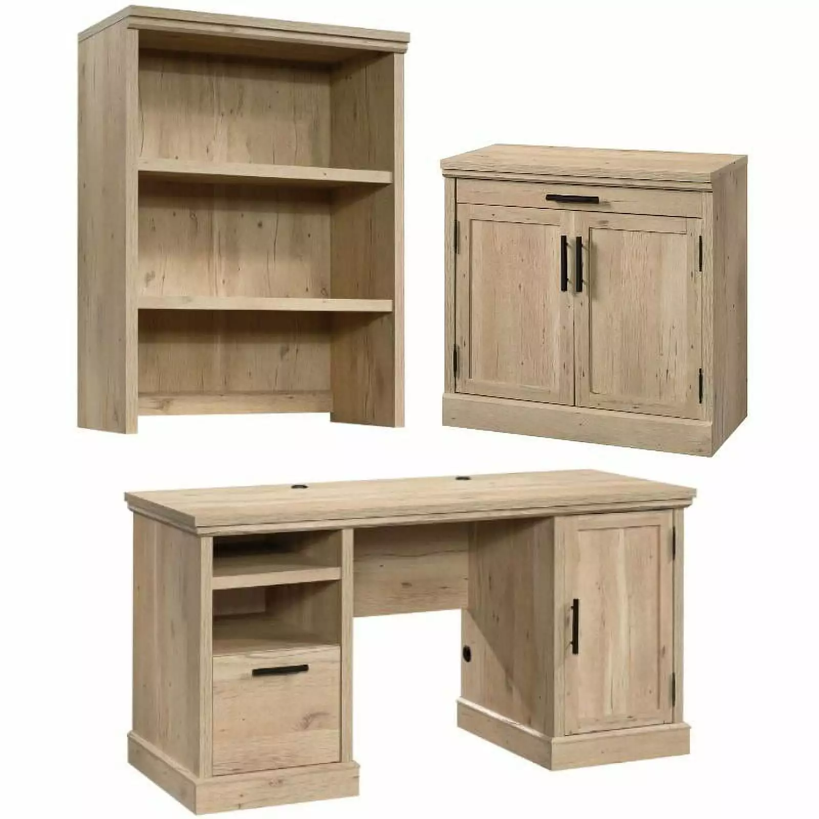 Home Square 3-Piece Set Computer Desk Library Hutch and Base Storage Stand