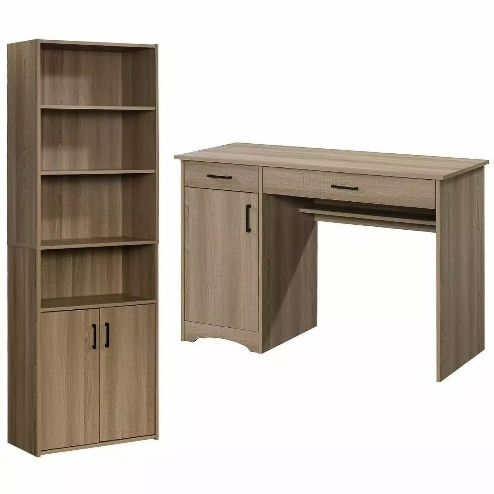 Home Square 2 Piece Set 4-Shelf Bookcase and Summer Oak Computer Desk Home Office