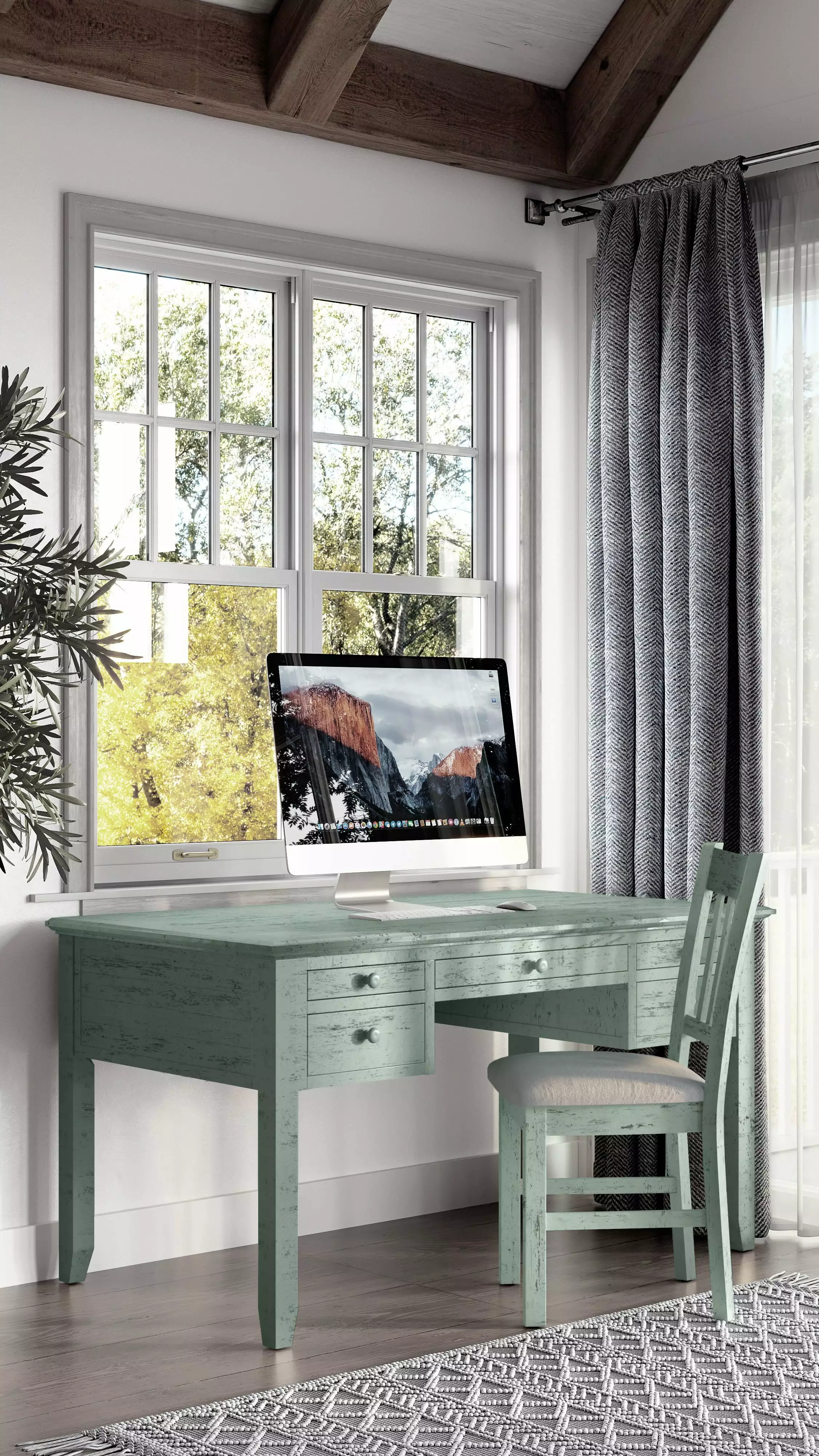 Jofran Rustic Shores Coastal Style USB Charging Desk and Chair Set Home Office Furniture JOFRAN INC.