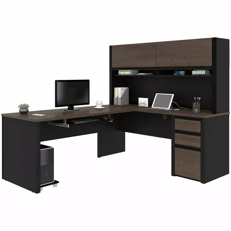 Kingfisher Lane 5 Piece L Shaped Computer Desk Hutch Antigua and Black