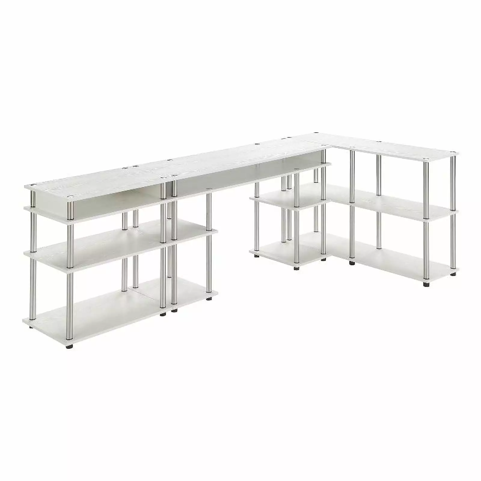 Pemberly Row Desk Printer Stand and Console Table Set White Wood Finish