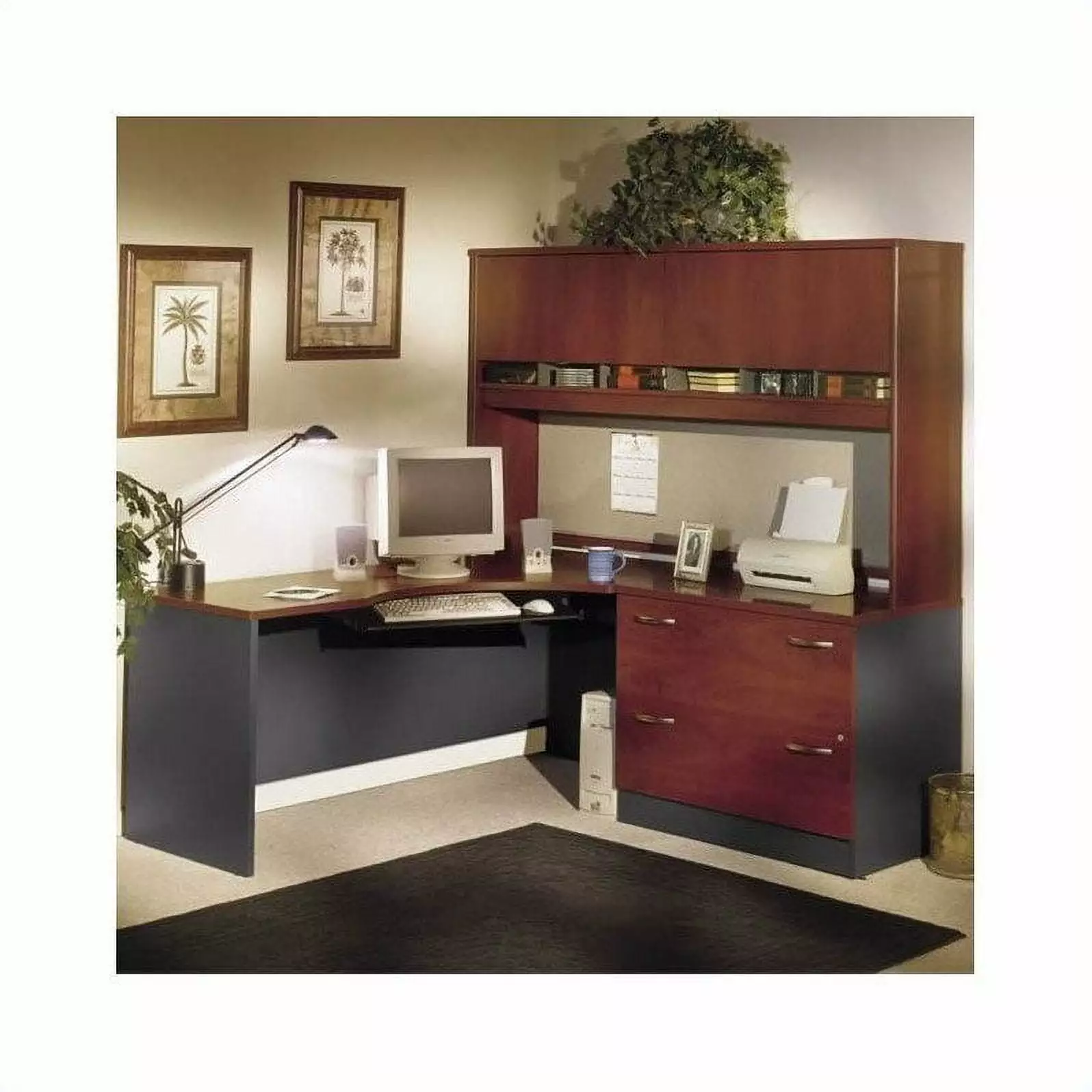 Bush Business Furniture Series C L-Shape Desk Hutch Hansen Cherry BBF