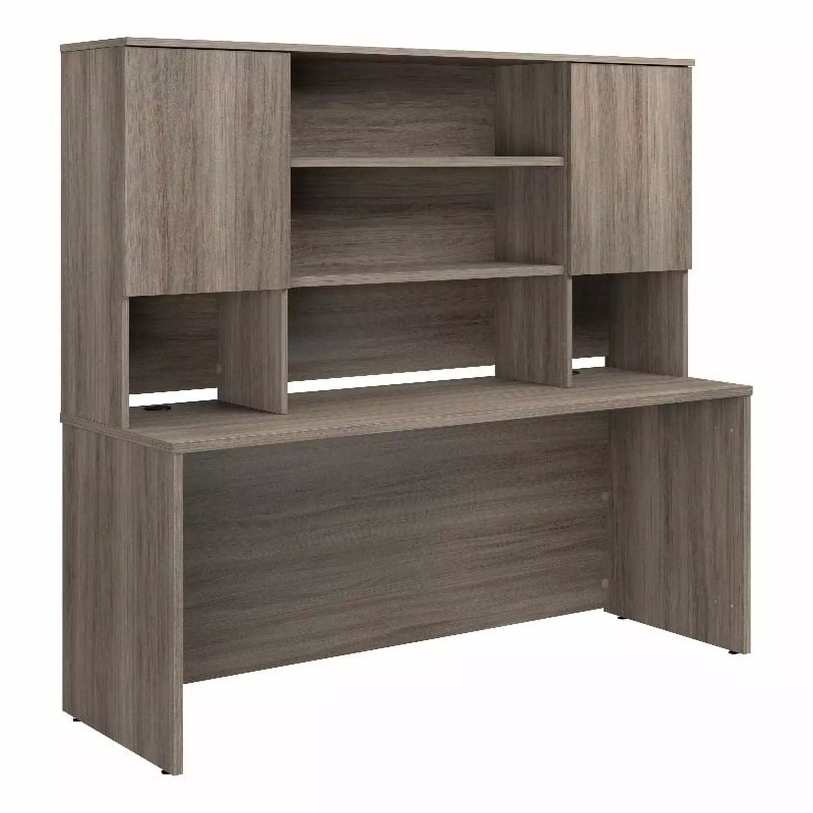Pemberly Row Engineered Wood 72x24 Desk Hutch Bundle Hudson Elm Brown