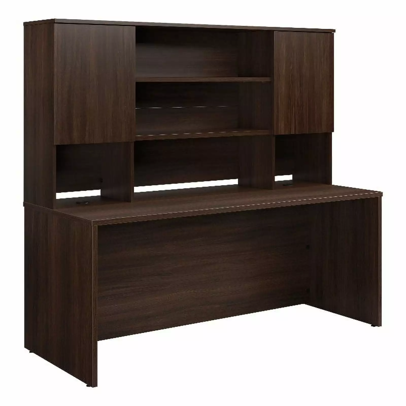 Pemberly Row Engineered Wood 72x30 Desk Hutch Bundle Noble Elm Brown