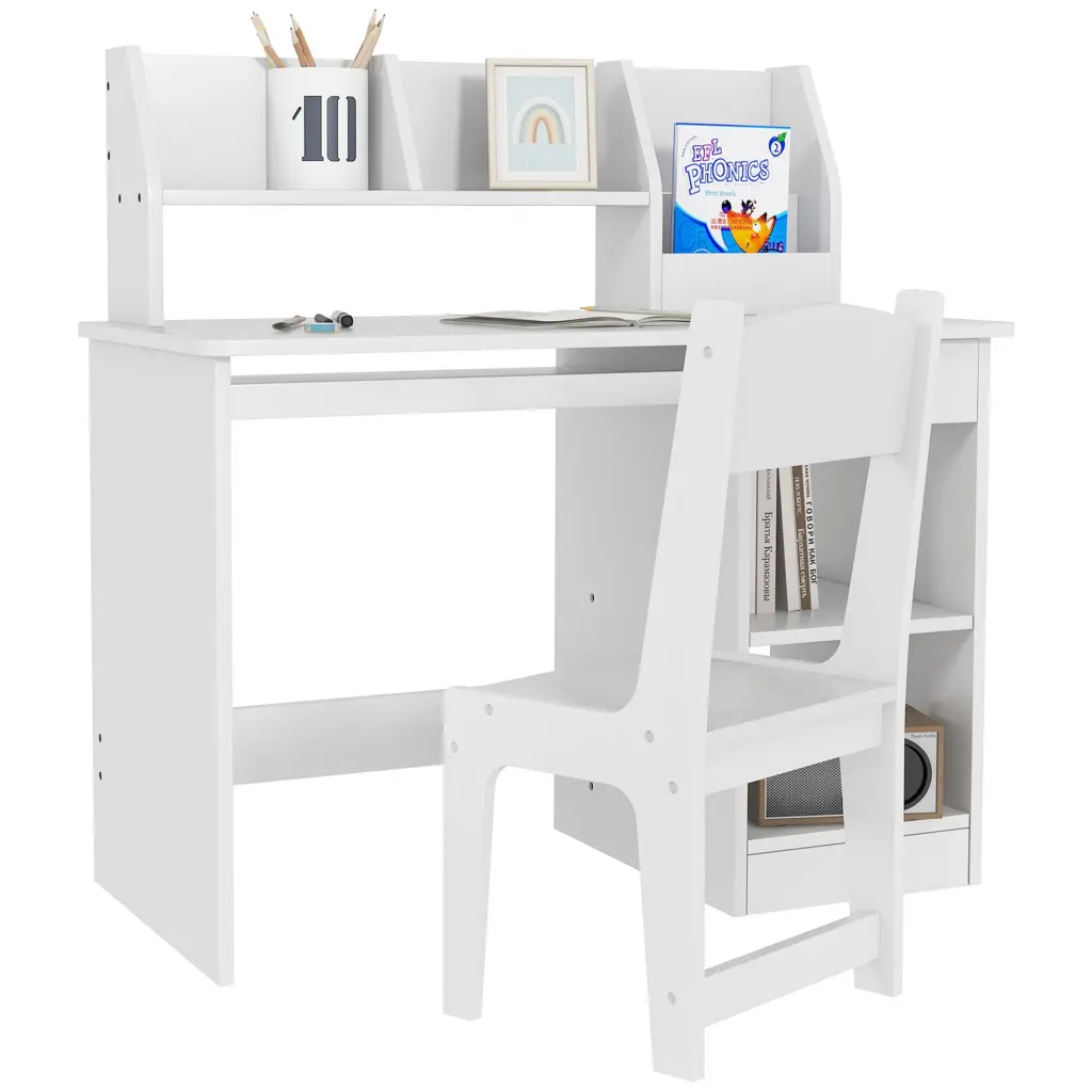 Qaba Kids Desk and Chair Set Storage Study Desk Children aosom business