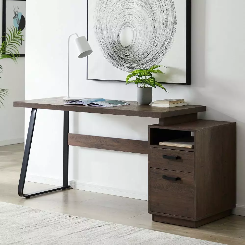 Tcbosik 65 Long Office Desk Drawers Letter-size Files Brown