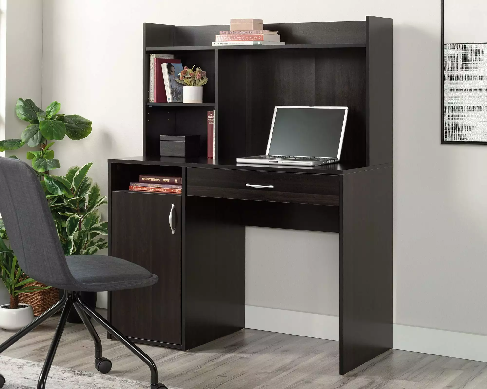 CasaSole 43 Wide Desk Hutch Cinnamon Cherry - Home Office Desk Storage