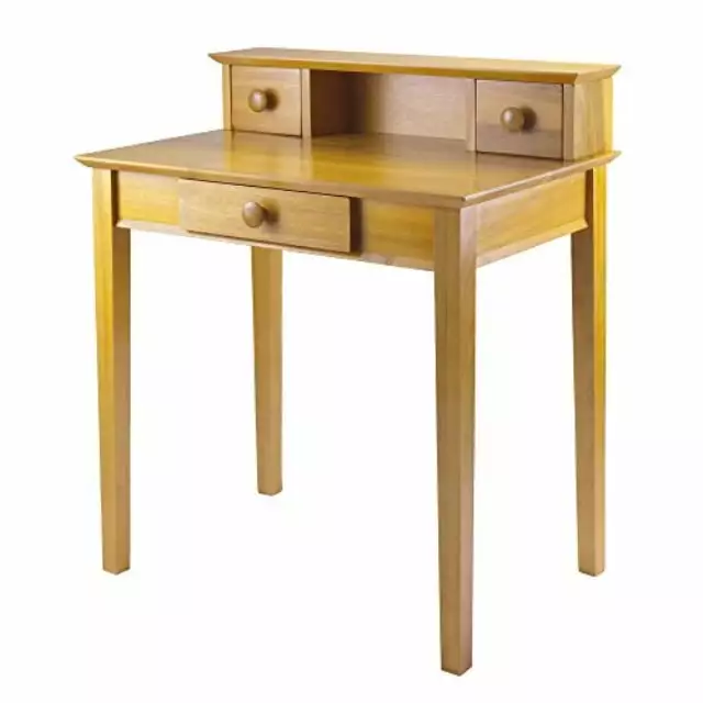 Winsome Wood Studio Home Office Desk & Hutch Honey Pine Finish