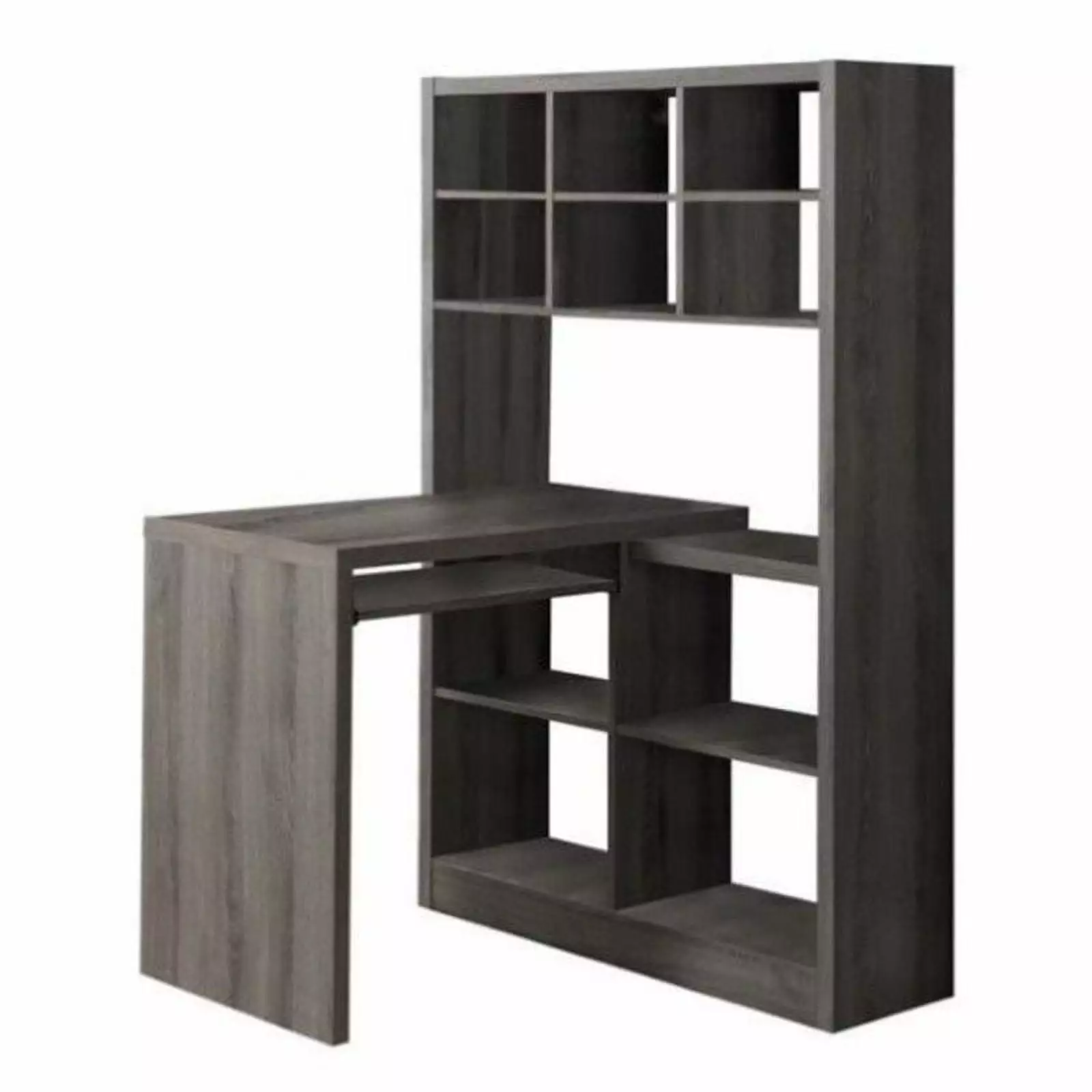 Bowery Hill Modern Wood Computer Desk Bookcase Dark Taupe Gray