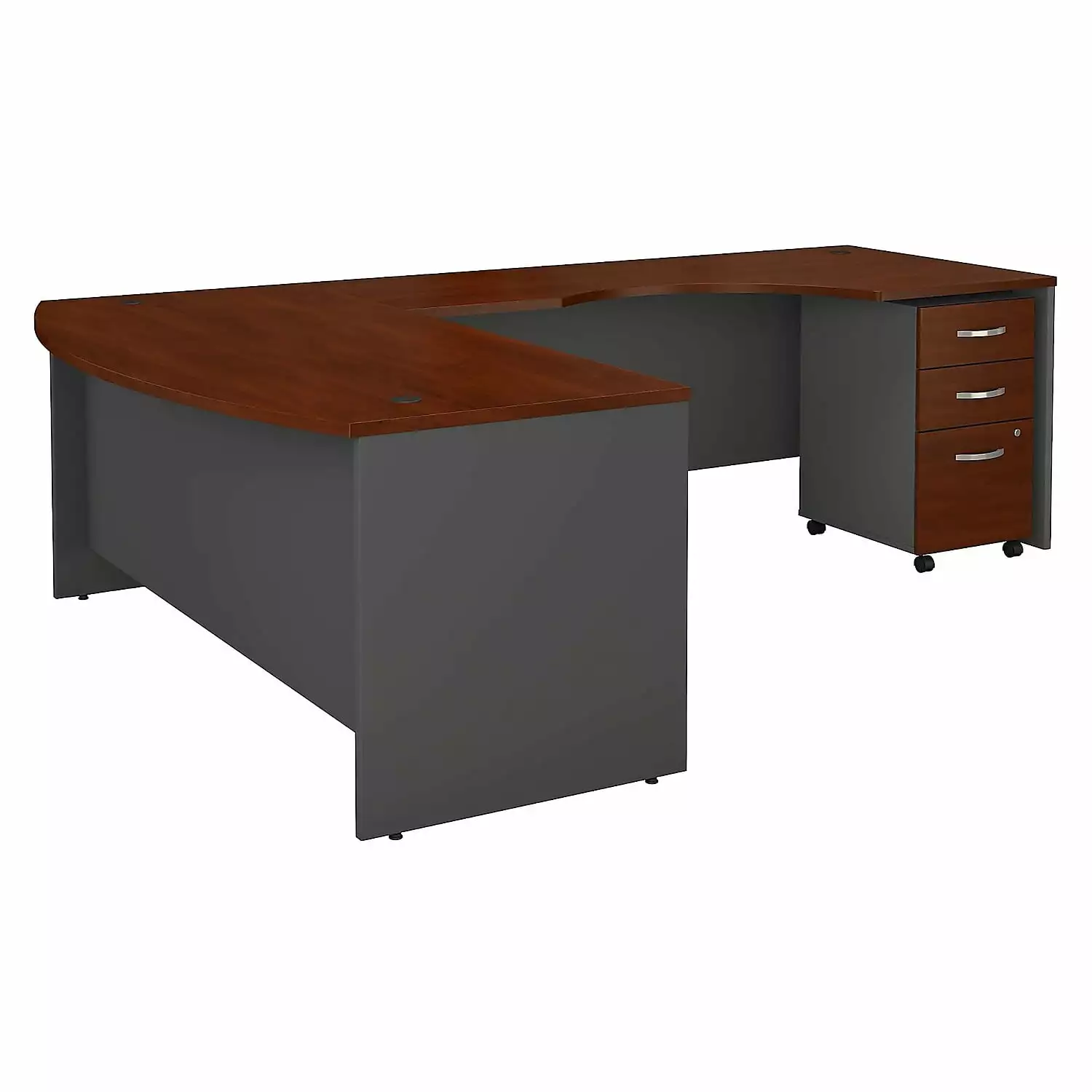 Bush Business Furniture Components 72W Bow Front L Shaped Desk Mobile File Cabinet Cherry - Versatile Office Desk Bush Fur...