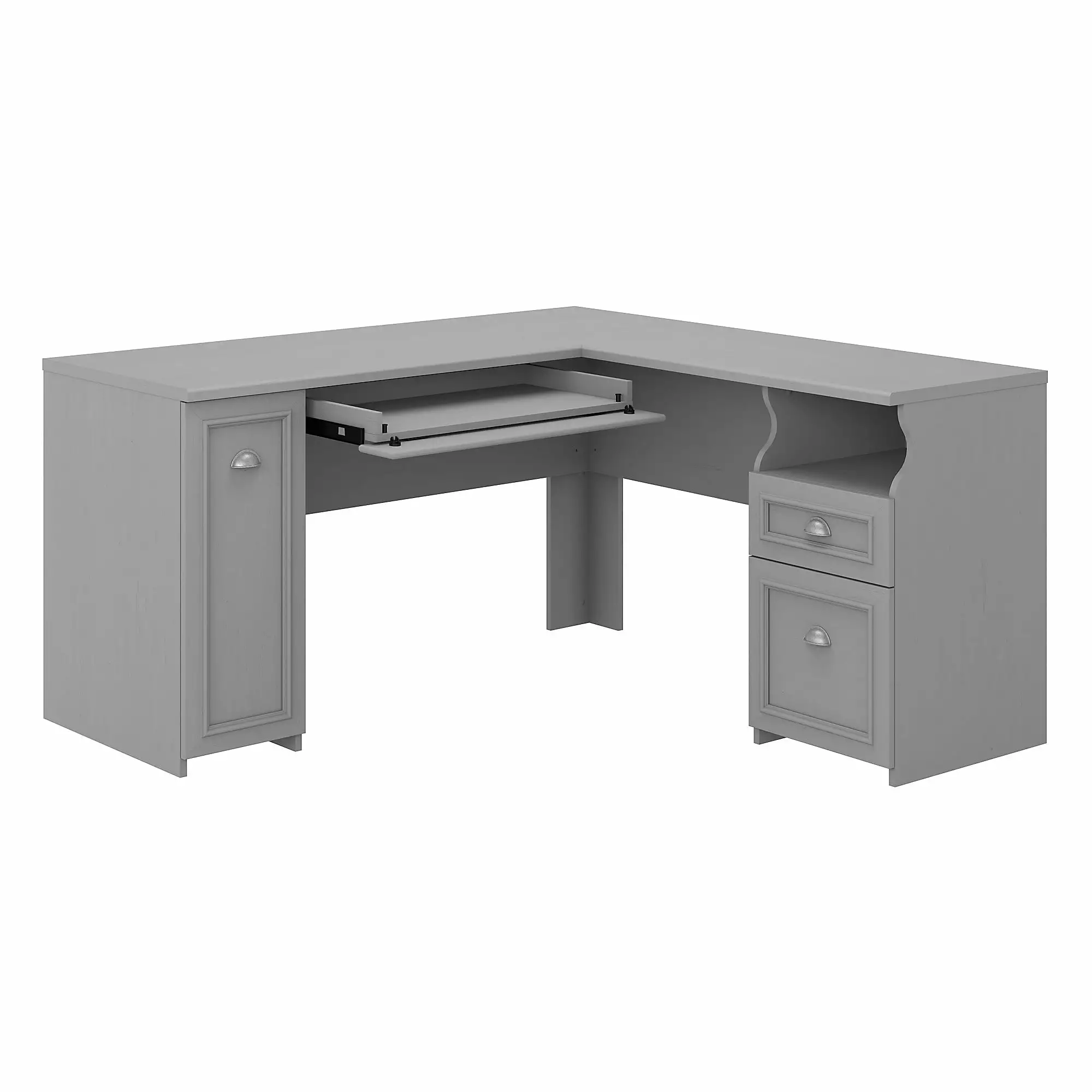 Bush Furniture Fairview 60W L Shaped Desk Drawers and Storage Cabinet Gray - Functional Office Desk