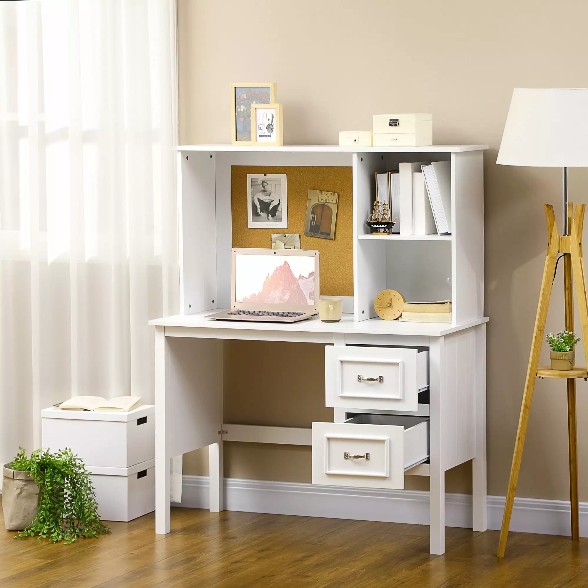 HOMCOM Computer Desk Drawers and Shelves - Office Desk Storage Space