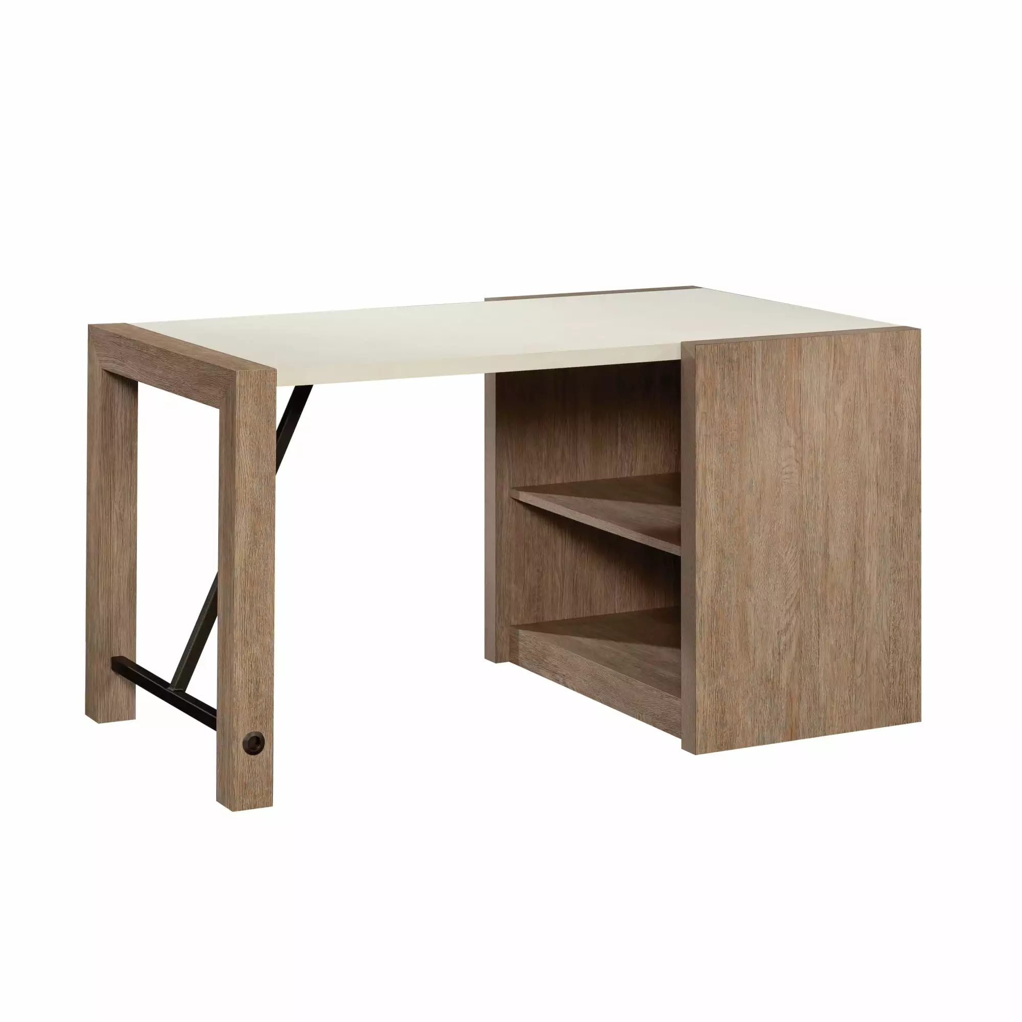 Sauder Dixon City Desk Storage Shelves Brushed Oak Compact Office Solution