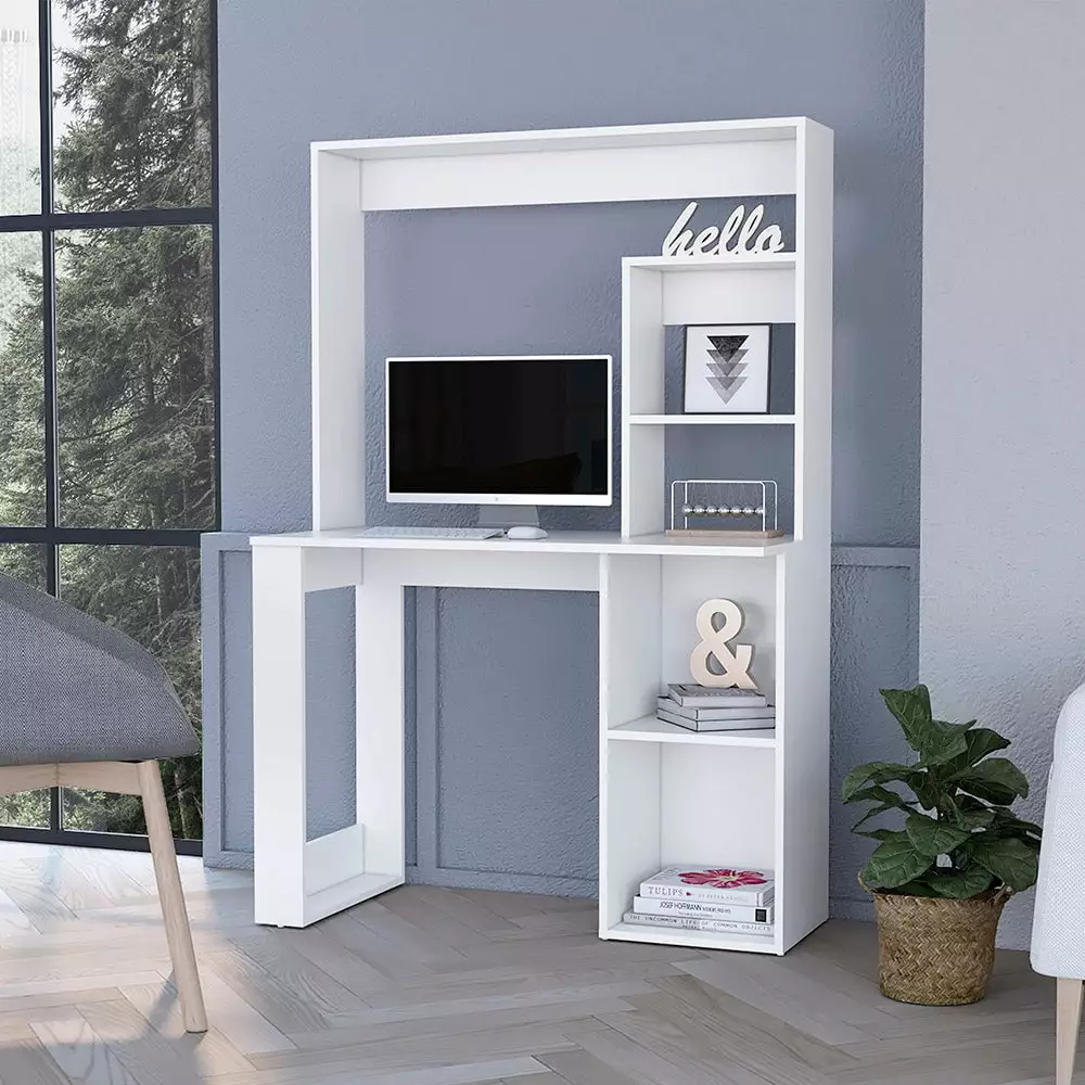 Computer Desk Hutch and Storage Shelves Home Office Organization SMHZ