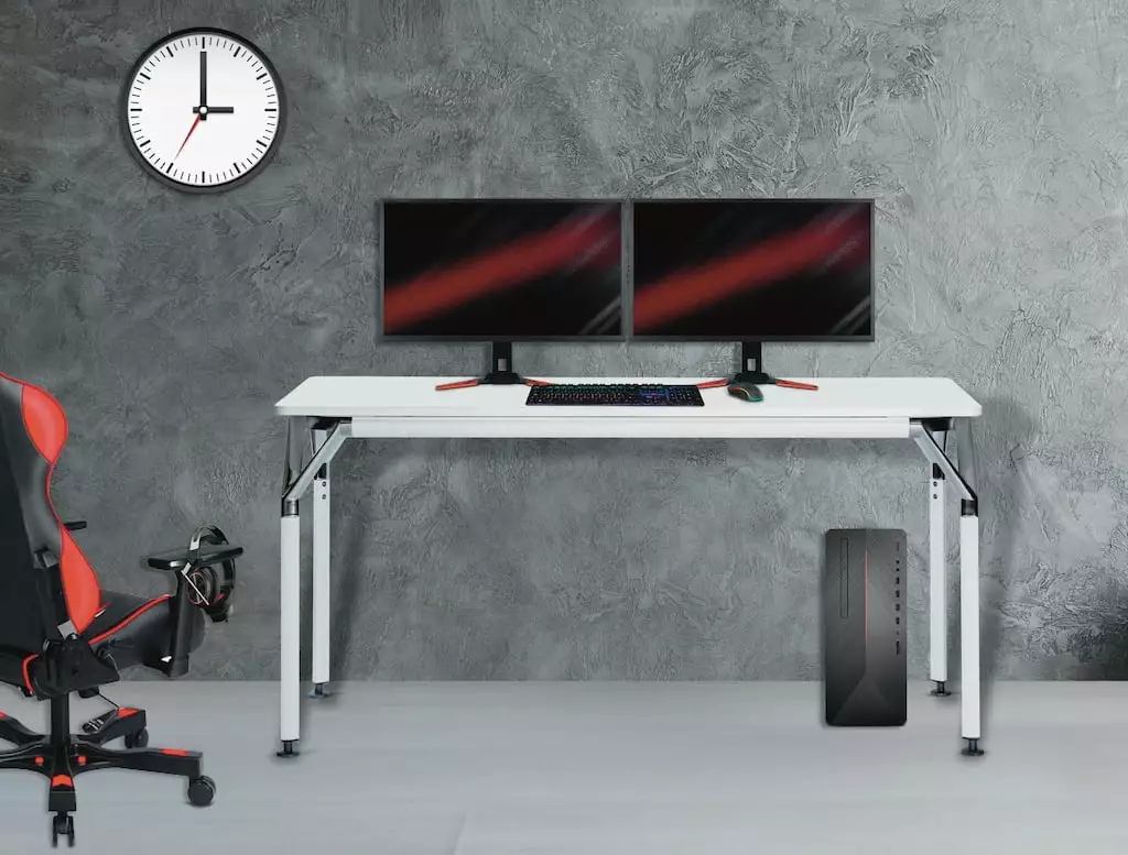 Duramax Ramo 62 Inch White Wood Desk Aluminum Legs Modern Office Furniture