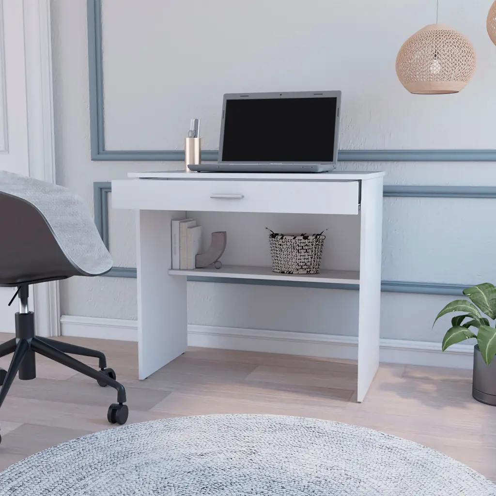 White Storage Desk Drawer And Shelf Computer Office furniture max