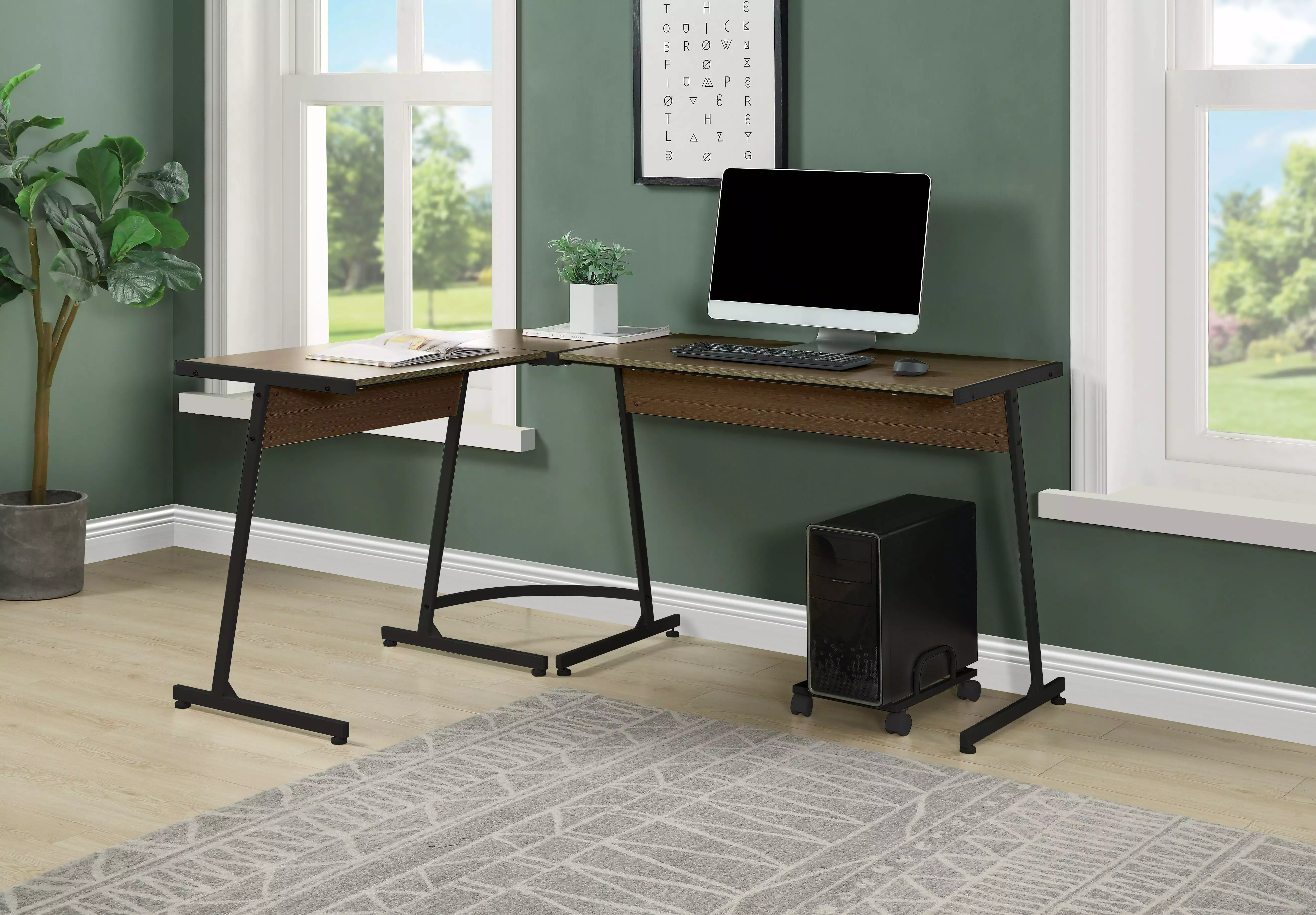 Homiyad Computer Desk Black Finish Home Office Work Table